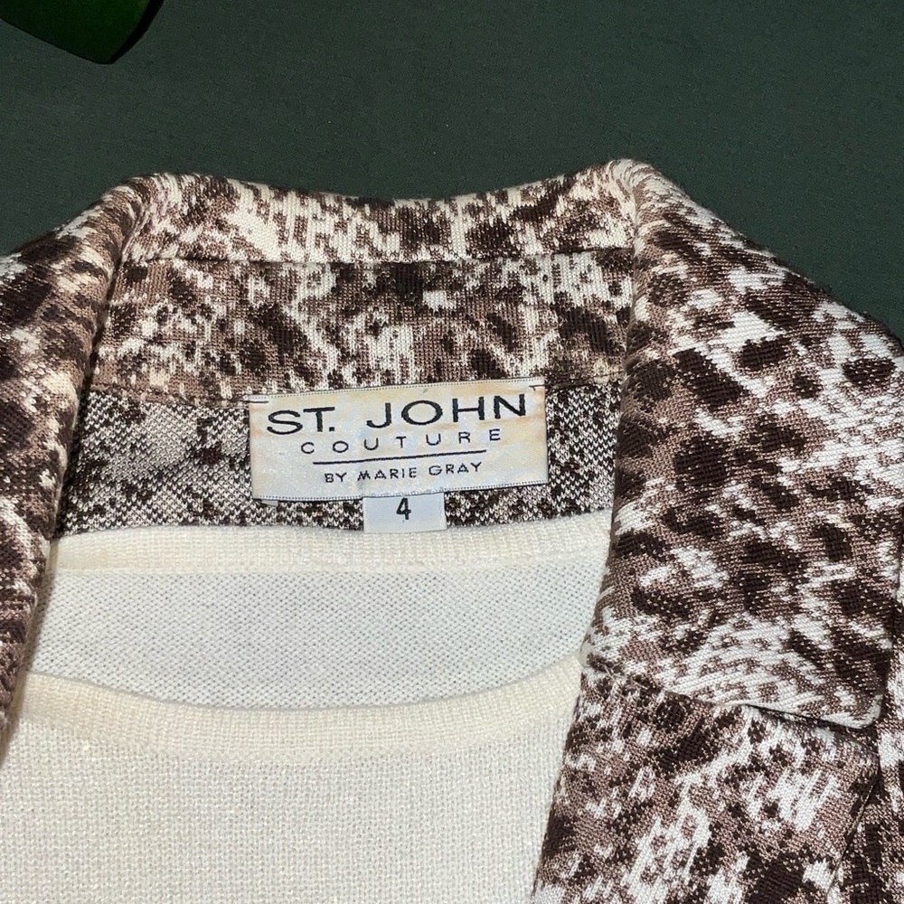 St. John Couture Brown and Cream Jacket skirt and shell